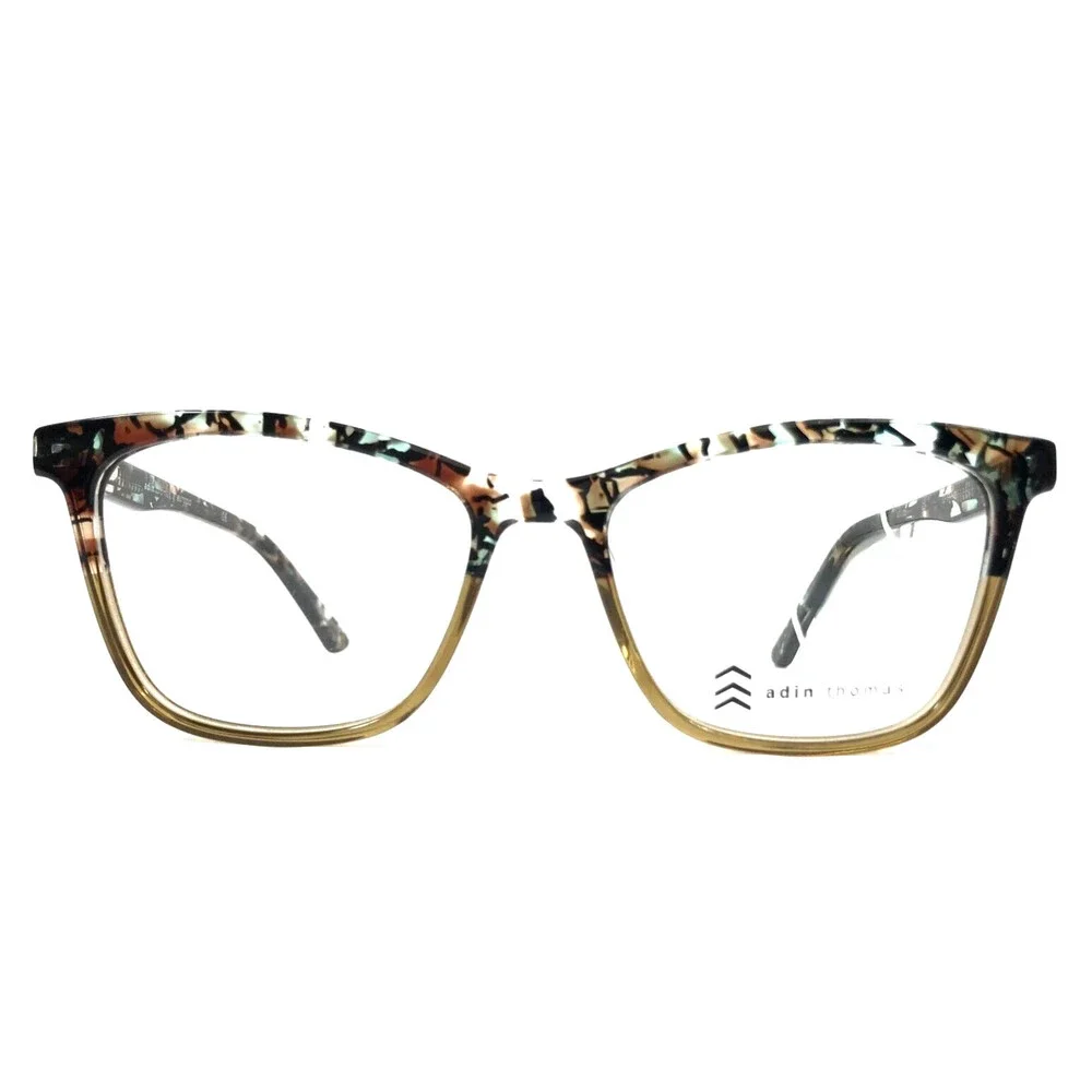 Adin Thomas Eyeglasses Frames AT-580 C3 Hazel Brown Marble Cat Eye 52-17-140